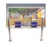 WJFTODAY Porte de sécurité Commerciale à 4 Voies - Barrière en Acier Inoxydable à fermetutomatique pour bibliothèques, Porte d'accès à battant Manuel (1,9 x 1 m) - Idéale pour Les Zones à Fort trafic
