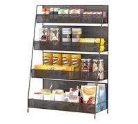 WJFTODAY Présentoir à Chips et Snacks à 2, 3 ou 4 Niveaux pour comptoir, étagère/organisa la Caisse, Le supermarché, Support de Rangement Alimentaire en Fil métallique (Couleur : 4 Niveaux - Noir, Si