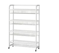 WJFTODAY Présentoir de Sol à 4 Niveaux, Support à Chips, étagères de Rangement pour snackgement Robuste en métal pour Fruits, légumes et Crackers, paniers à Snacks pour école, Bureau, théâtre (Blanc)