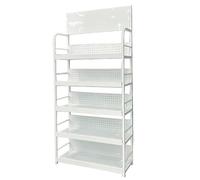 WJFTODAY Présentoir de Vente au détail, étagère à 4 ou 5 Niveaux pour supermarché, présennacks, commerces de proximité et Cuisines, Support à Bonbons/Chips avec roulettes (Couleur : Blanc, 5 Niveaux)