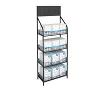 WJFTODAY Présentoir de Vente au détail, étagère sur Pied en métal Noir pour Snacks, préses et Bonbons, idéal pour Magasin/Boulangerie/supermarché/Cuisine, étagère en Panier métallique (Couleur : 4 Ti