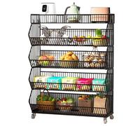 WJFTODAY Présentoir de Vente au détail, Grand Panier Noir, présentoir à Snacks/Panier de ganisateur de Rangement pour Chips, idéal pour Le Garde-Manger, la Cuisine et la Chambre (Couleur : 5 Niveaux)