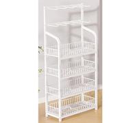 WJFTODAY Présentoir de Vente au détail, présentoir à Snacks - 4 Niveaux, Blanc et Noir, pt Chips avec 10 Crochets, étagère pour Fruits et légumes (Couleur : Blanc, 4 Niveaux, Dimensions : 60 x 27 cm)