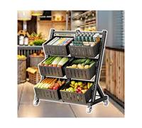WJFTODAY Présentoir métallique pour Snacks, idéal pour Les magasins et la Maison : étagèrhariot de Rangement pour légumes, Noir, 73 x 40 x 85,5 cm, Parfait pour Une présentation organisée des Snacks.