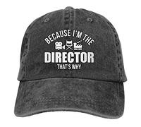 WJGJ Parce Que Je suis Le Directeur Casquette de Baseball Vintage Unisexe Casquette Ajustable en Coton Noir