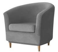 WJHDWYD 2 Pièce Housse De Fauteuil Cabriolet Chesterfield, Velours Housse De Fauteuil Club avec Housse De Coussin Antidérapant Housse De Canapé Tub Chair pour Hôtel(Gris Foncé)