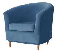 WJHDWYD 2 Pièce Housse De Fauteuil Cabriolet Chesterfield, Velours Housse De Fauteuil Club avec Housse De Coussin Antidérapant Housse De Canapé Tub Chair pour Hôtel(Bleu Foncé)