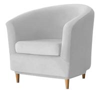 WJHDWYD 2 Pièce Housse De Fauteuil Cabriolet Chesterfield, Velours Housse De Fauteuil Club avec Housse De Coussin Antidérapant Housse De Canapé Tub Chair pour Hôtel(Gris Clair)