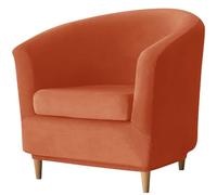 WJHDWYD 2 Pièce Housse De Fauteuil Cabriolet Chesterfield, Velours Housse De Fauteuil Club avec Housse De Coussin Antidérapant Housse De Canapé Tub Chair pour Hôtel(Rouge Orangé)