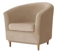 WJHDWYD 2 Pièce Housse De Fauteuil Cabriolet Chesterfield, Velours Housse De Fauteuil Club avec Housse De Coussin Antidérapant Housse De Canapé Tub Chair pour Hôtel(Chameau)