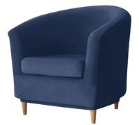 WJHDWYD 2 Pièce Housse De Fauteuil Cabriolet Chesterfield, Velours Housse De Fauteuil Club avec Housse De Coussin Antidérapant Housse De Canapé Tub Chair pour Hôtel(Bleu Marine)