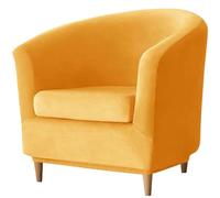 WJHDWYD 2 Pièce Housse De Fauteuil Cabriolet Chesterfield, Velours Housse De Fauteuil Club avec Housse De Coussin Antidérapant Housse De Canapé Tub Chair pour Hôtel(Or)