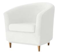 WJHDWYD 2 Pièce Housse De Fauteuil Cabriolet Chesterfield, Velours Housse De Fauteuil Club avec Housse De Coussin Antidérapant Housse De Canapé Tub Chair pour Hôtel(Blanc)