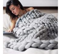 WJHDWYD Couverture Lestée Tricotée à la Main pour Adultes, Couverture en Tricot épais, Durable, Respirante, Couverture Lestée Tricotée, Couverture Lestée en Tricot épais Faite à la Main(B,80 * 120CM)