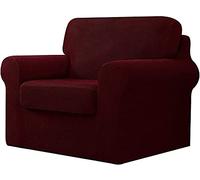 WJHDWYD Housse de canapé Extensible 7 pièces, Housse de canapé avec Trois dossiers séparés et Coussins avec Bande élastique, Tissu Jacquard élasthanne à Carreaux(Vino Rosso,1 posti (80-120 cm))