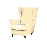 WJHDWYD Housse de Fauteuil à Oreilles Imperméable 2 Pièces Couverture de Fauteuil avec Housse de Coussin en T(Beige)