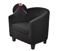 WJHDWYD Housse de Fauteuil Cabriolet 1 Place Chesterfield Extensible Housse de Fauteuil 2 Pieces Couleur Unie Couverture de Fauteuil Tissu Doux Antidérapant avec Housse de Siège(Noir)