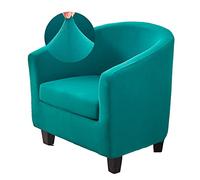 WJHDWYD Housse de Fauteuil Cabriolet 1 Place Chesterfield Extensible Housse de Fauteuil 2 Pieces Couleur Unie Couverture de Fauteuil Tissu Doux Antidérapant avec Housse de Siège(Turquoise)