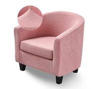 WJHDWYD Housse de Fauteuil Cabriolet 1 Place en Jacquard Extensible Housse de Fauteuil 2 Pieces Couleur Unie Couverture de Fauteuil Chesterfield Doux Antidérapant avec Housse de Siège(Rose)
