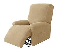 WJHDWYD Housse de Fauteuil inclinable en Jacquard Extensible, Lot de 4, avec Poches, for Fauteuil Relax(Khaki)