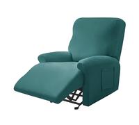 WJHDWYD Housse de Fauteuil Relax Doux Extensible, Couleur Unie Housse de Canapé Antidérapante avec Poche Latérale, Protege de Meubles Lavable pour Fauteuil Inclinable(Turquoise,1 Place)