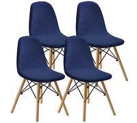 WJHDWYD Lot de 2/4/6 Housses de chaises de Salle à Manger, Style Coque, Style Moderne du Milieu du siècle, Housses de chaises d'appoint rembourrées(F,4 PCS)