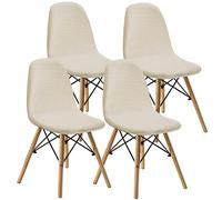 WJHDWYD Lot de 2/4/6 Housses de chaises de Salle à Manger, Style Coque, Style Moderne du Milieu du siècle, Housses de chaises d'appoint rembourrées(B6,4 PCS)