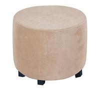 WJHDWYD Rond Housse Ottoman Velours Housse de Pouf Rond Extensible Housse Tabouret de Rangement 46x36cm Housse de Protection pour Repose Pieds pour Salon(Camel)