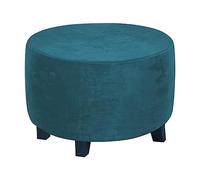 WJHDWYD Velours Housse de Pouf Ronde Extensible Housse Ottomane Cover Diamètre Supérieur 45/50/60/90cm Housse de Protection pour Repose Pieds Housse Tabouret Rangement(Bluegreen,1large)