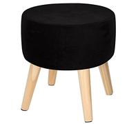 WJHDWYD Velours Housse pour Repose Rond Housse de Pouf Tabouret Rangement Ottomane Extensible Protection(Black Noir,32 * 18)