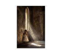 WJHJZQYY A Child Prayer Echoes Inside The Chapel, Waking Dust And Light That Had Long Forgotten The Sound of Hope. Décoration murale moderne à suspendre 30 x 45 cm
