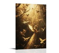 WJHJZQYY A Choir of Birds Echoes The Angel's First Words - « He Is Not Here. He Is Risen » - Décoration murale moderne à suspendre - 60 x 90 cm