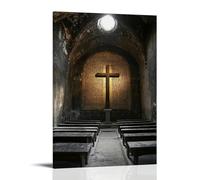 WJHJZQYY A Choir Sings Beneath An Ancient Cross, Their Voices Making The Text on The Chapel Walls Shimmer. Décoration murale moderne à suspendre 40 x 60 cm