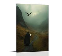 WJHJZQYY A Falcon Returns A Page of Psaums to A Wandering Monk Lost in The Hills Poster mural décoratif moderne à suspendre 40 x 60 cm