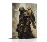 WJHJZQYY A Hawk Rests on A Knight's Shoulder As He Walks Alone through The Valley of Tears. Poster mural décoratif moderne à suspendre 40 x 60 cm