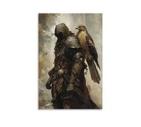 WJHJZQYY A Hawk Rests on A Knight's Shoulder As He Walks Alone through The Valley of Tears. Poster mural décoratif moderne à suspendre 60 x 90 cm