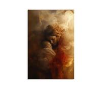 WJHJZQYY A Mother Clutches Her Child As Jesus Appears through Smoke, Parting The Fire with Nothing But Presence. Poster mural décoratif moderne à suspendre 40 x 60 cm