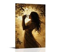 WJHJZQYY Affiche murale décorative moderne à suspendre avec inscription « Her Figure Is Framed by Olive Branches, The Golden Sky behind Her Holding Back A Gathering Storm » (30 x 45 cm)