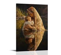 WJHJZQYY Affiche murale décorative moderne à suspendre avec inscription « Her Reflection holds The Christ Child before She Does, As The Lake Sings before The World Can » (30 x 45 cm)