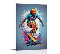 WJHJZQYY Affiches sportives montrant une peinture graffiti d'un gars sur une planche à roulettes en couleur - Décoration murale moderne à suspendre - 40 x 60 cm