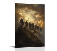 WJHJZQYY Atop A Ridge, A Line of Angels Silently Watches over The Sleeping Earth, Their Spears Turned Down in Peace Poster mural décoratif moderne à suspendre 50 x 75 cm