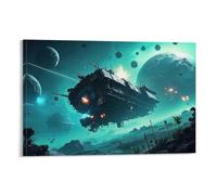 WJHJZQYY Décoration murale de navire de guerre galactique Sci-Fi paysage pour la maison, décoration murale moderne à suspendre, 50 x 75 cm