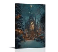 WJHJZQYY Décoration murale moderne à suspendre avec inscription « A Cathedral Covered in Snow Glow From Within As The First Hymns of Christmas Rise to Heaven » (50 x 75 cm)