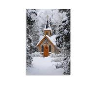WJHJZQYY Décoration murale moderne à suspendre avec inscription « A Chapel Covered in Fresh Snow Hums Faintly, As If The Prayers within Are Warming The Air » (50 x 75 cm)