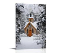 WJHJZQYY Décoration murale moderne à suspendre avec inscription « A Chapel Covered in Fresh Snow Hums Faintly, As If The Prayers within Are Warming The Air » 40 x 60 cm