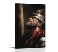 WJHJZQYY Décoration murale moderne à suspendre avec inscription « A Roman Centurion Gazing Up at Christ on the Cross His Helmet Lowered As Realization Dawns in Tear-filled Silence » (20 x 30 cm)