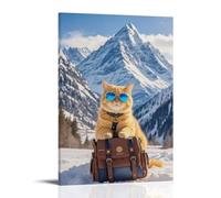 WJHJZQYY Décoration murale moderne à suspendre en forme de chat avec explorateur de montagne, 40 x 60 cm