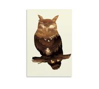 WJHJZQYY Décoration murale moderne à suspendre Motif hibou de la forêt mystique 40 x 60 cm