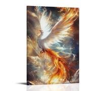 WJHJZQYY Décoration murale phénix mythique - Flammes éthérées du renouveau - Décoration murale moderne à suspendre - 40 x 60 cm