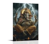 WJHJZQYY Ganesha Sits Calmly in The Eye of A Thunderstorm, Unmove As Wind And Lightning Dance Around Him. Poster mural décoratif moderne à suspendre 30 x 45 cm